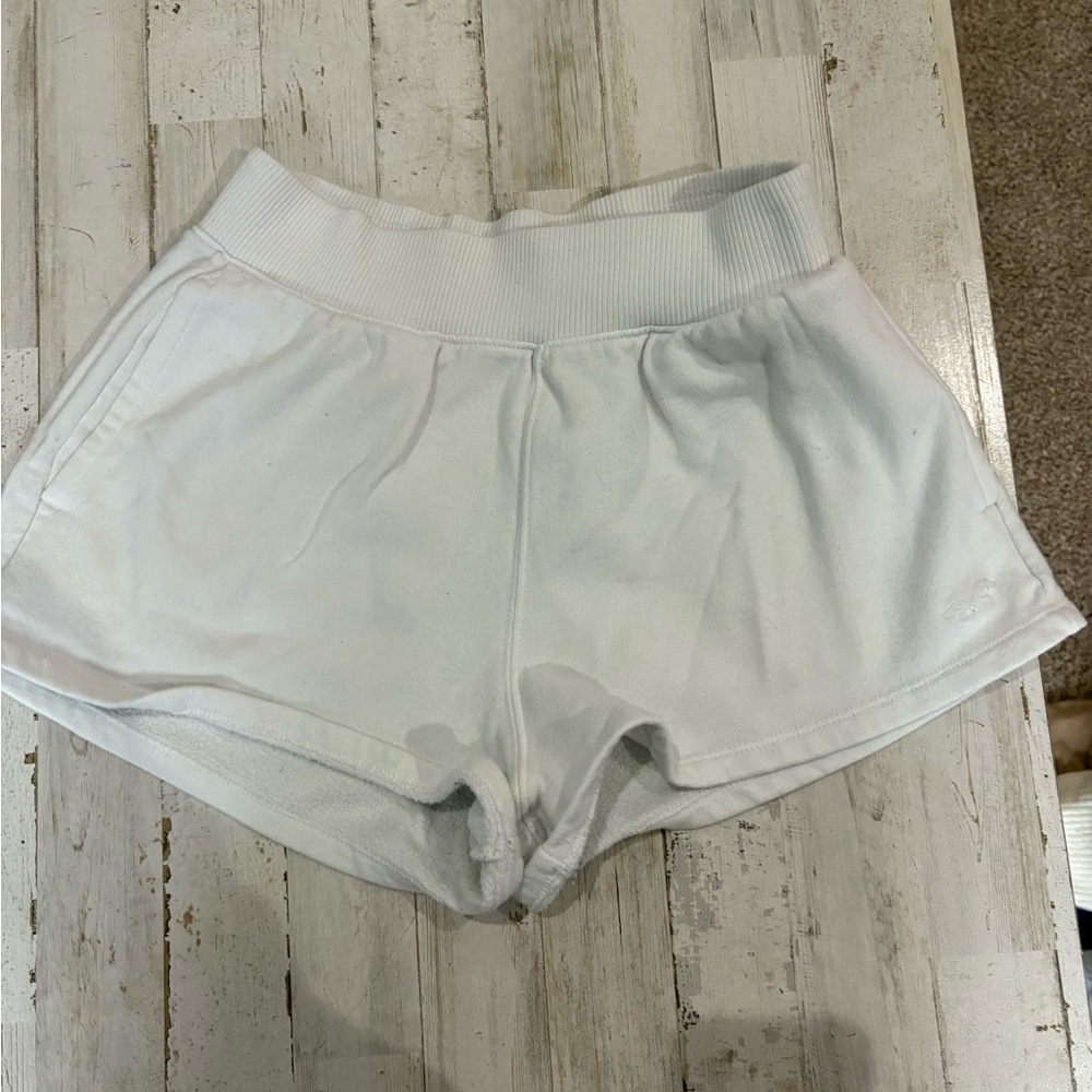Hollister White Athletic Shorts with Elastic Waistband